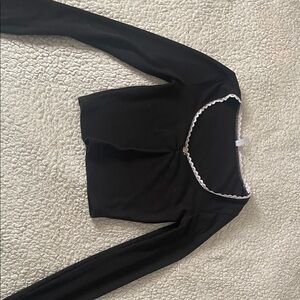 Black Long Sleeve Crop Top